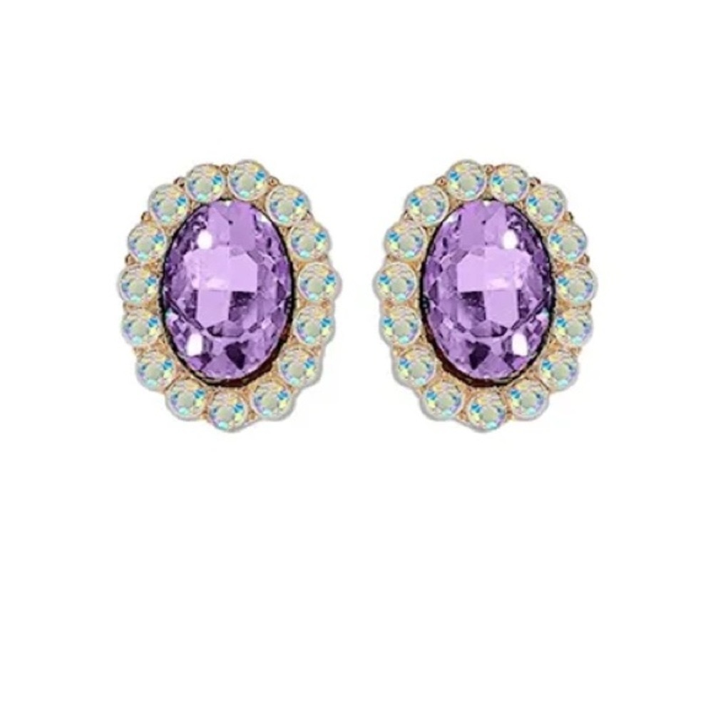 Light Purple Pave Crystal Earrings